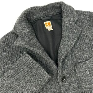 BOSS ORANGE Gray Wool Blend Button Collar Loose Fit Pockets Sweater 40R
